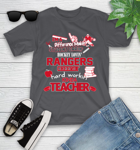 New York Rangers NHL I'm A Difference Making Student Caring Hockey Loving Kinda Teacher Youth T-Shirt 6