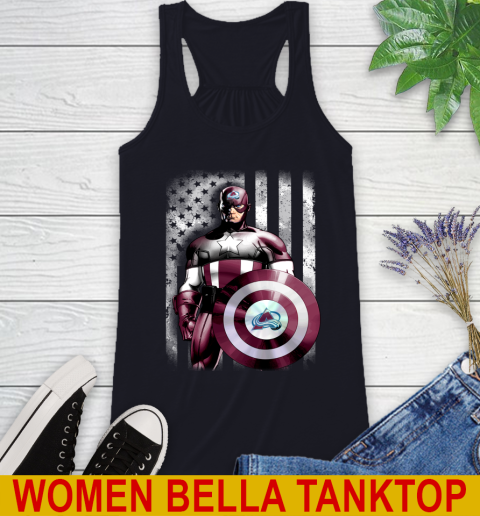Colorado Avalanche NHL Hockey Captain America Marvel Avengers American Flag Shirt Racerback Tank - Image 9