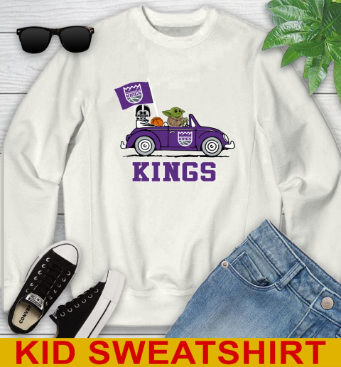 NBA Basketball Sacramento Kings Darth Vader Baby Yoda Driving Star Wars Shirt Youth Sweatshirt