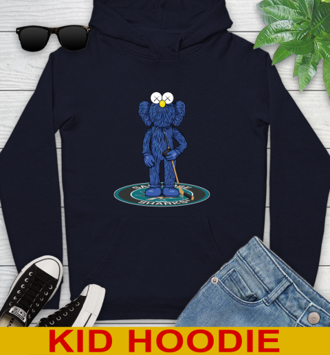 NHL Hockey San Jose Sharks Kaws Bff Blue Figure Shirt Youth Hoodie - Image 5