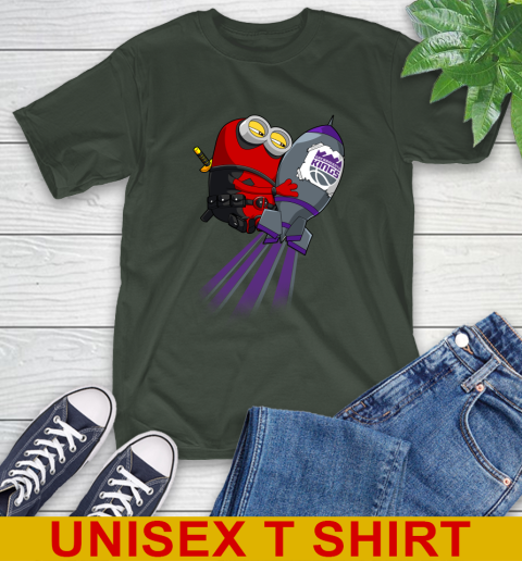 NBA Basketball Sacramento Kings Deadpool Minion Marvel Shirt T-Shirt - Image 7