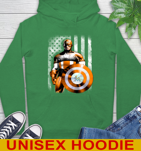 Miami Marlins MLB Baseball Captain America Marvel Avengers American Flag Shirt Hoodie 8