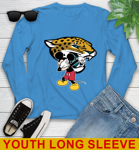 Jacksonville Jaguars NFL Football Dabbing Mickey Disney Sports Youth Long Sleeve 8