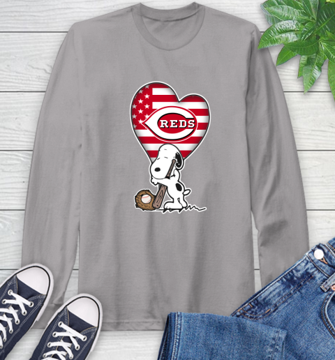 Cincinnati Reds MLB Baseball The Peanuts Movie Adorable Snoopy Long Sleeve T-Shirt 6