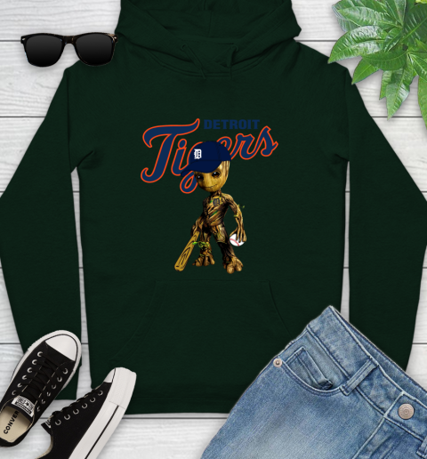 MLB Detroit Tigers Groot Guardians Of The Galaxy Baseball Youth Hoodie 13