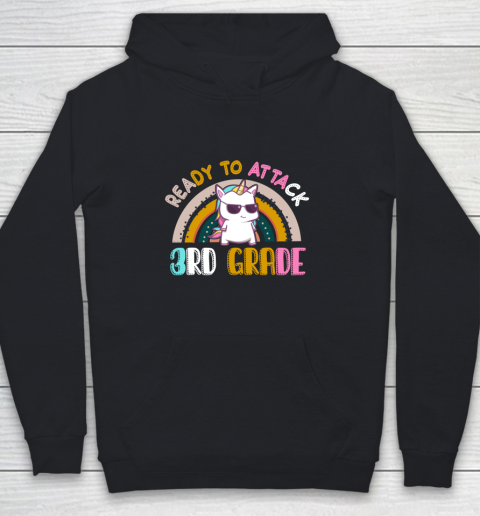 Back to school shirt Ready To Attack 3rd grade Unicorn Youth Hoodie