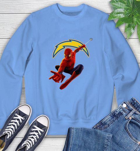 NFL Spider Man Avengers Endgame Football Los Angeles Chargers Sweatshirt 12 NFL Spider Man Avengers Endgame Football Los Angeles Chargers Sweatshirt - Image 12