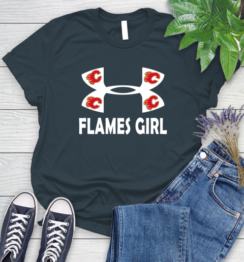 NHL Calgary Flames Girl Under Armour Hockey Sports Women's T-Shirt 11