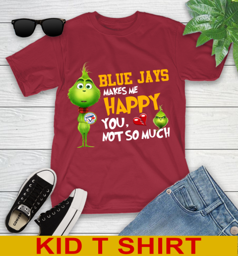MLB Toronto Blue Jays Makes Me Happy You Not So Much Grinch Baseball Sports Youth T-Shirt 12