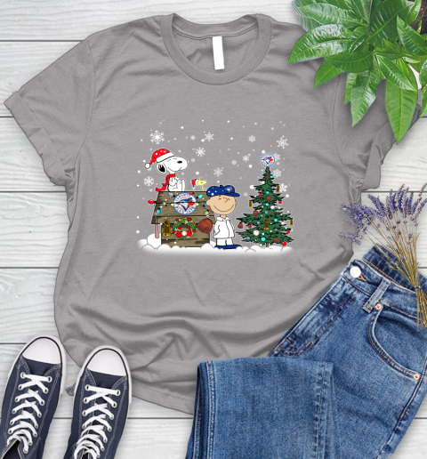 MLB Toronto Blue Jays Snoopy Charlie Brown Christmas Baseball Commissioner's Trophy Women's T-Shirt 5
