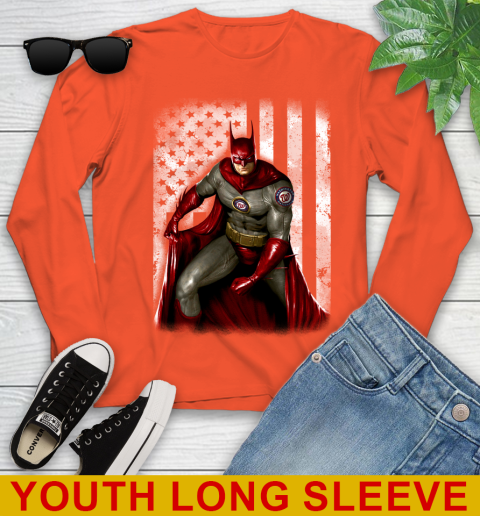 Washington Nationals MLB Baseball Batman DC American Flag Shirt Youth Long Sleeve 3