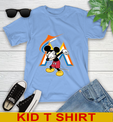 Miami Marlins MLB Baseball Dabbing Mickey Disney Sports Youth T-Shirt 11