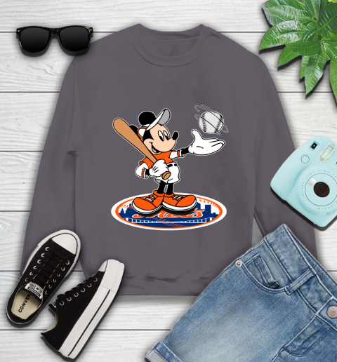 MLB Baseball New York Mets Cheerful Mickey Disney Shirt Youth Sweatshirt 5