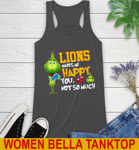 NFL Detroit Lions Makes Me Happy You Not So Much Grinch Football Sports Racerback Tank 10