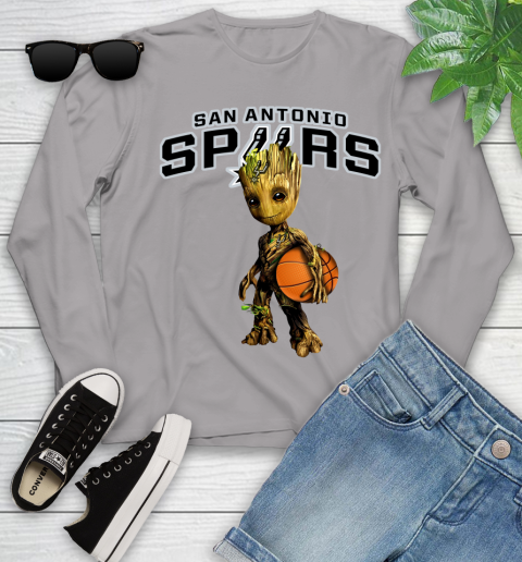 San Antonio Spurs NBA Basketball Groot Marvel Guardians Of The Galaxy Youth Long Sleeve 5
