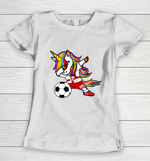 Funny Dabbing Unicorn Northern Ireland Football Flag Soccer Women's T-Shirt