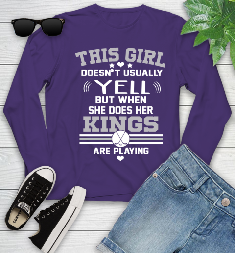 Los Angeles Kings NHL Hockey I Yell When My Team Is Playing Youth Long Sleeve 4