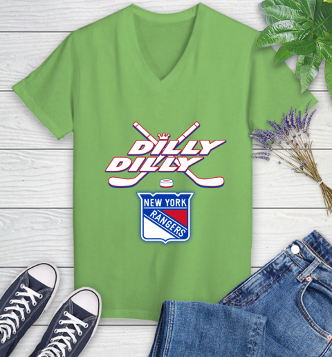 NHL New York Rangers Dilly Dilly Hockey Sports Women's V-Neck T-Shirt 11