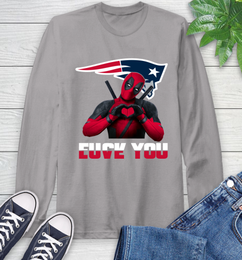 NHL New England Patriots Deadpool Love You Fuck You Football Sports Long Sleeve T-Shirt 6