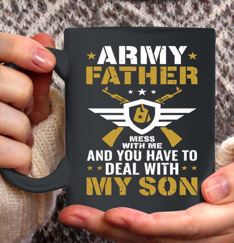 Father's Day Funny Gift Ideas Apparel  Military Rifle Dog Tags Dad Father T Shirt Ceramic Mug 11oz
