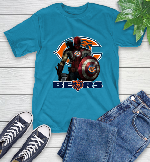 NFL Captain America Thor Spider Man Hawkeye Avengers Endgame Football Chicago Bears T-Shirt 8