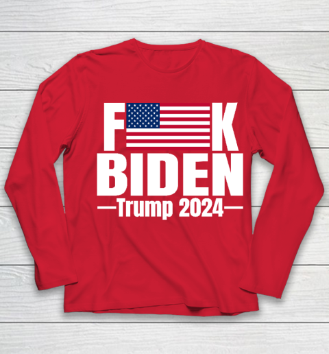 Fuck Biden American Flag Trump 2024 Youth Long Sleeve 8