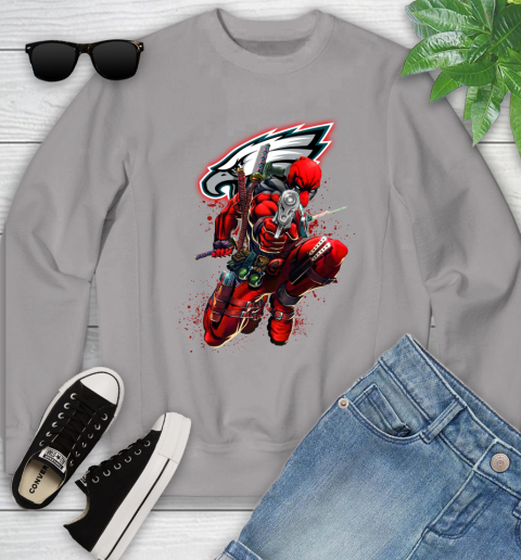 NFL Deadpool Marvel Comics Sports Football Philadelphia Eagles Youth Sweatshirt 4
