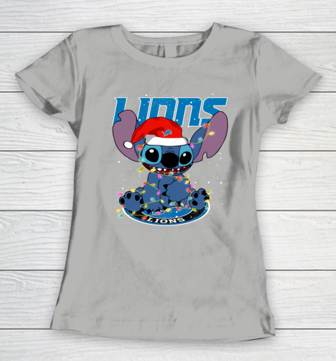 Detroit Lions NFL Football noel stitch Christmas Women's T-Shirt 8