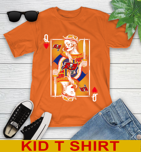 NFL Football Tampa Bay Buccaneers The Queen Of Hearts Card Shirt Youth T-Shirt 8