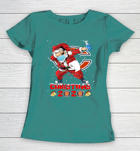 Chicago Bears Funny Santa Claus Dabbing Christmas 2020 NFL Women's T-Shirt 10