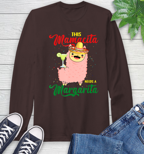 Nurse Shirt This Mamacita needs a Margarita Llama T Shirt Long Sleeve T-Shirt 8