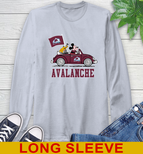 NHL Hockey Colorado Avalanche Pluto Mickey Driving Disney Shirt Long Sleeve T-Shirt 6