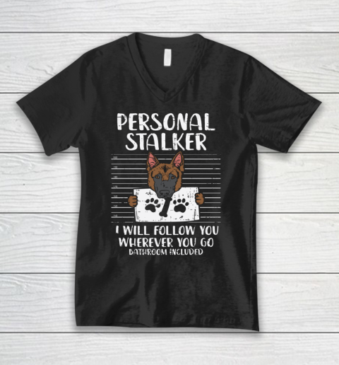 Personal Stalker German Shepherd Funny K9 Pet Dog Lover Gift V-Neck T-Shirt