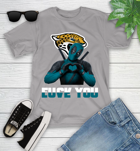 NHL Jacksonville Jaguars Deadpool Love You Fuck You Football Sports Youth T-Shirt 4