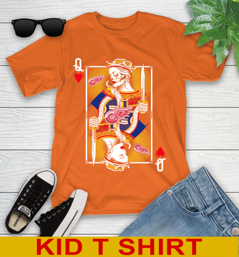 NHL Hockey Detroit Red Wings The Queen Of Hearts Card Shirt Youth T-Shirt 8