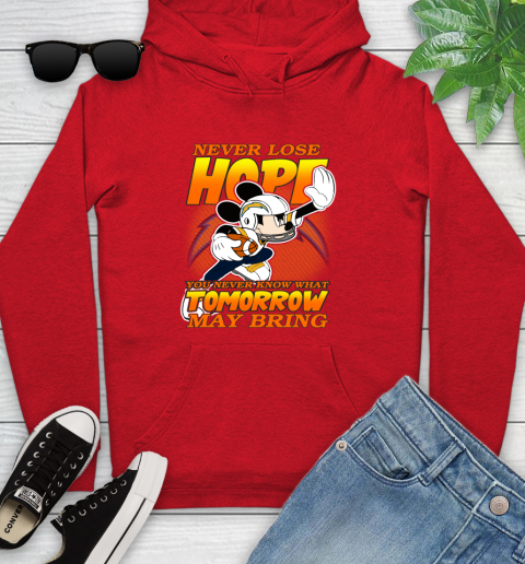 Los Angeles Chargers NFL Football Mickey Disney Never Lose Hope Youth Hoodie 12
