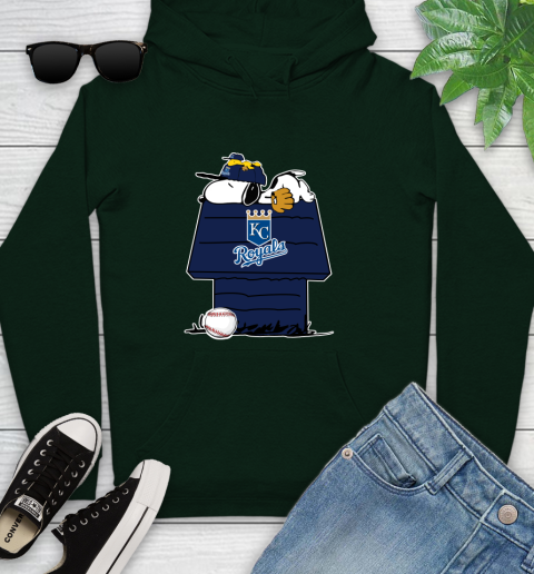MLB Kansas City Royals Snoopy Woodstock The Peanuts Movie Baseball T Shirt Youth Hoodie 13