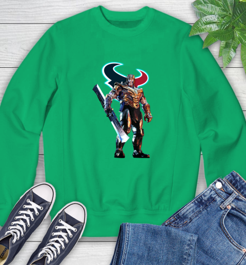NFL Thanos Gauntlet Avengers Endgame Football Houston Texans Sweatshirt 6