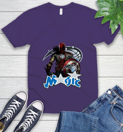 Philadelphia 76ers NBA Basketball Captain America Thor Spider Man Hawkeye Avengers V-Neck T-Shirt 10