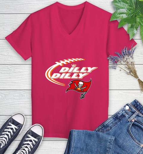 NFL Tampa Bay Buccaneers Dilly Dilly Football Sports Women's V-Neck T-Shirt 9