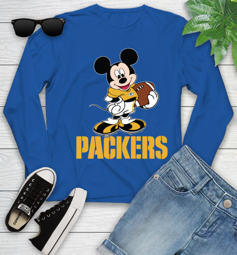 NFL Football Green Bay Packers Cheerful Mickey Mouse Shirt Youth Long Sleeve 10