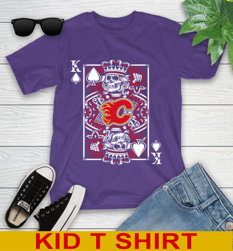 Calgary Flames NHL Hockey The King Of Spades Death Cards Shirt Youth T-Shirt 3