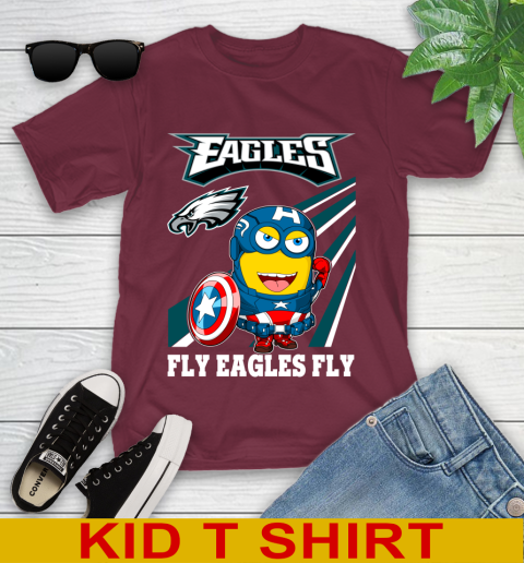 NFL Football Philadelphia Eagles Captain America Marvel Avengers Minion Shirt Youth T-Shirt 5