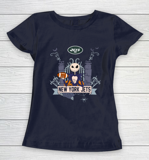 NFL New York Jets Football Jack Skellington Halloween Women's T-Shirt 2