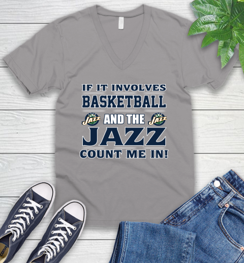 NBA If It Involves Basketball And Utah Jazz Count Me In Sports V-Neck T-Shirt 4