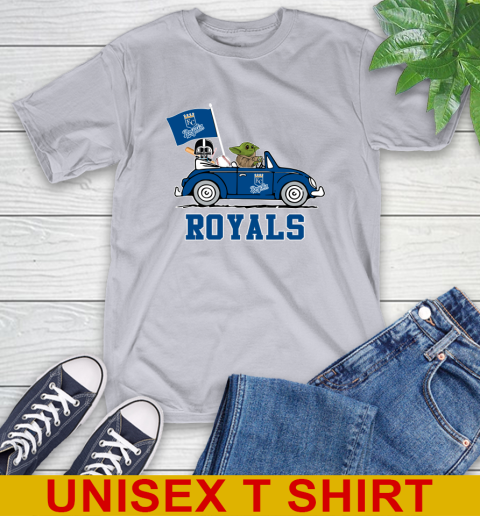 MLB Baseball Kansas City Royals Darth Vader Baby Yoda Driving Star Wars Shirt T-Shirt 6