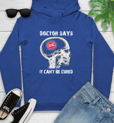 NBA Detroit Pistons Basketball Skull It Can't Be Cured Shirt Youth Hoodie 9