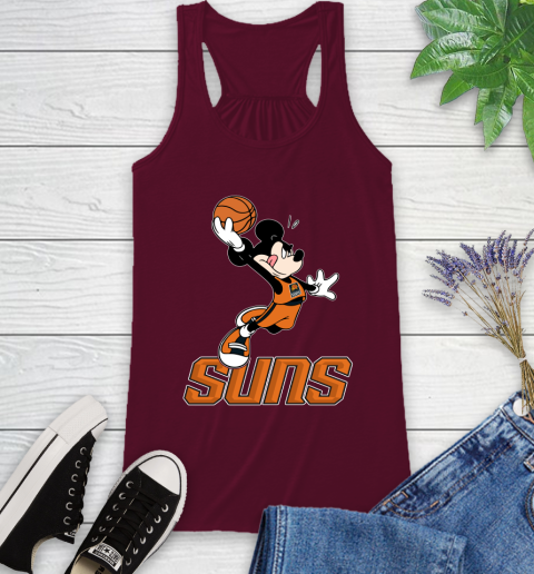 NBA Basketball Phoenix Suns Cheerful Mickey Mouse Shirt Racerback Tank 3