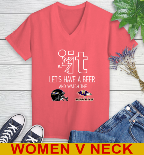 Baltimore Ravens Football NFL Let's Have A Beer And Watch Your Team Sports Women's V-Neck T-Shirt 6