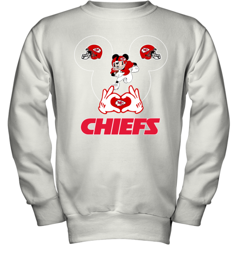 I Love The Chiefs Mickey Mouse Kansas City Chiefs Youth Sweatshirt